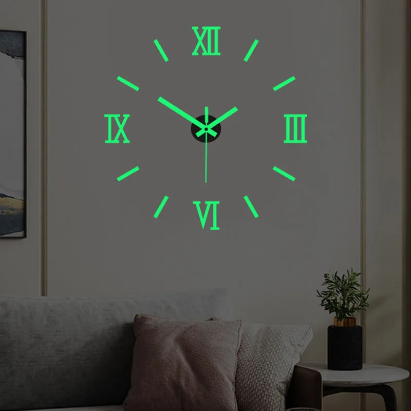 

Luminous Wall Clock DIY Quartz Clocks Watch Reloj De Pared Horloge 3D Acrylic Mirror Wall Stickers Modern Design Home Decor Mute