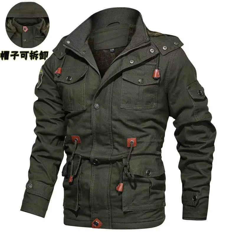 

Men's Winter Jackets And Coats Fleece Warm Hooded Coats Thermal Thicker Outerwear Male Military Jackets Warm Parkas Size6XL