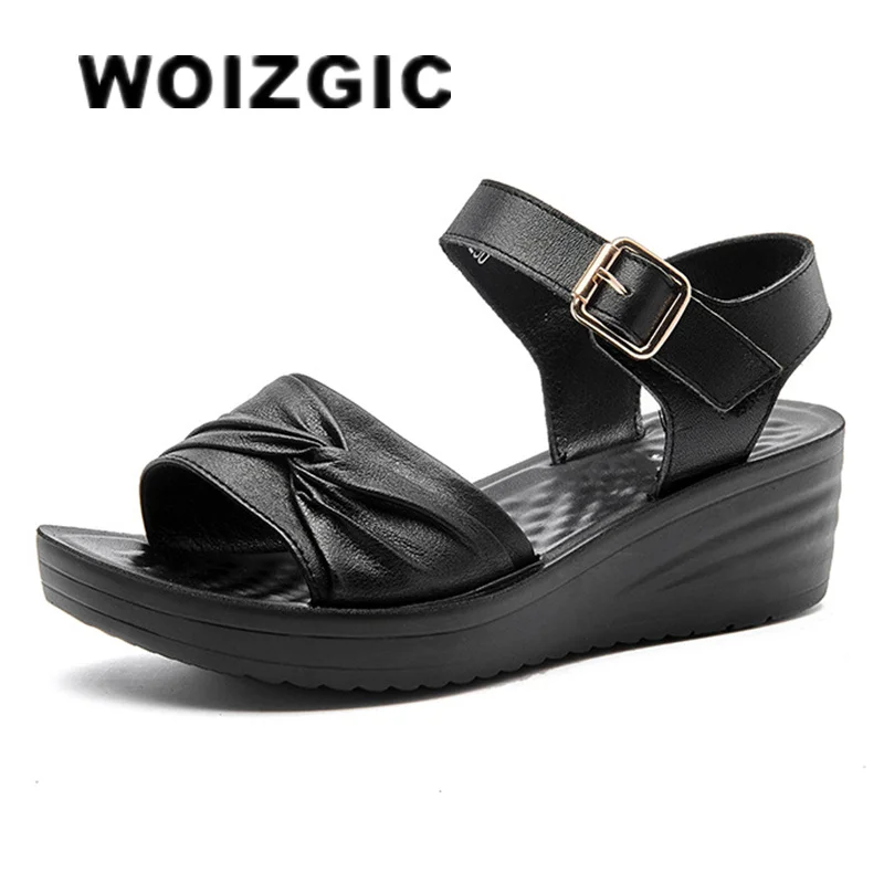 

Женские босоножки из натуральной кожи, на танкетке, Размеры 35-40