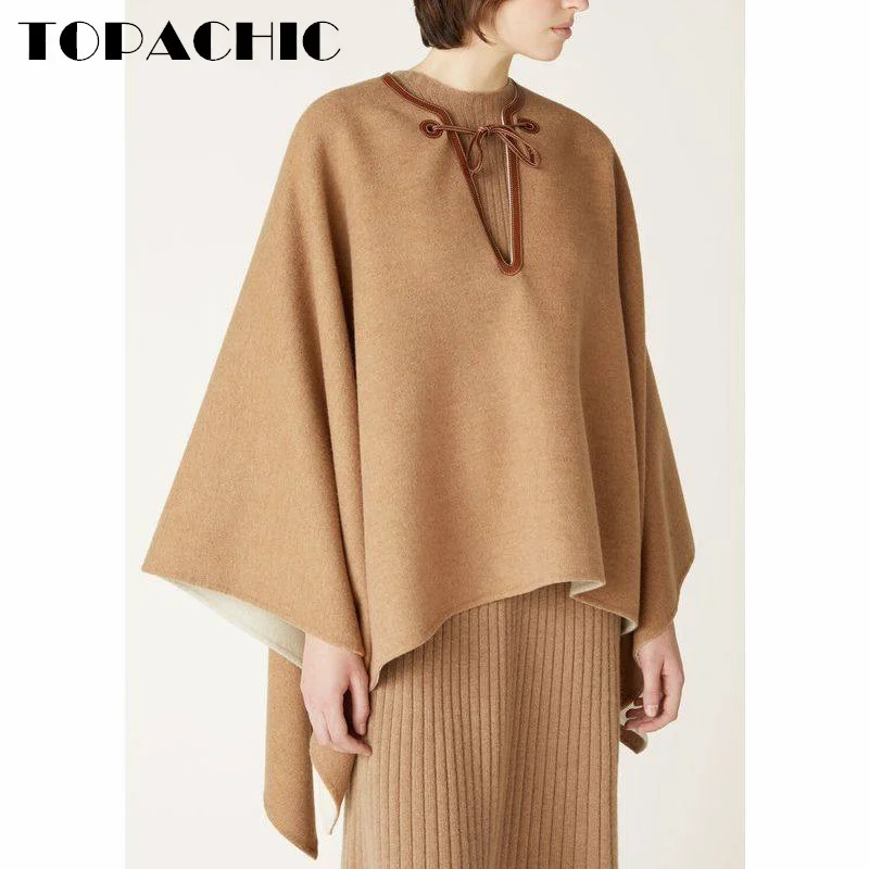 9 21 TOPACHIC-женское кашемировое Асимметричное пальто-шаль высокого качества