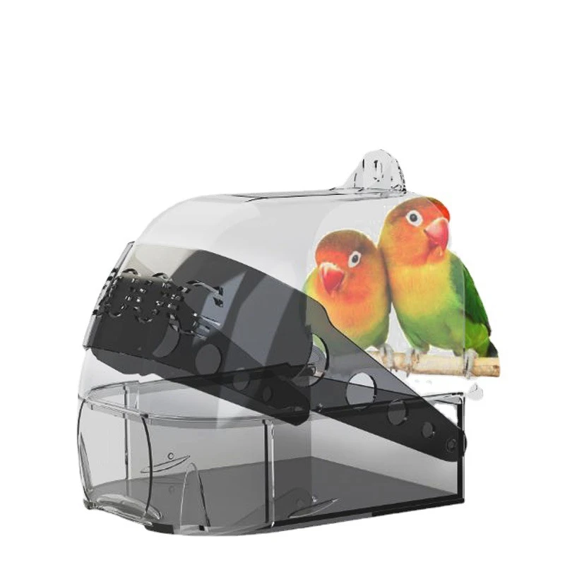 

Multi-purpose Bird Bath Tub Transparent Bird Feeder Hanging Cage Shower Food Container Bird Accessories Canary Budgies Parrot