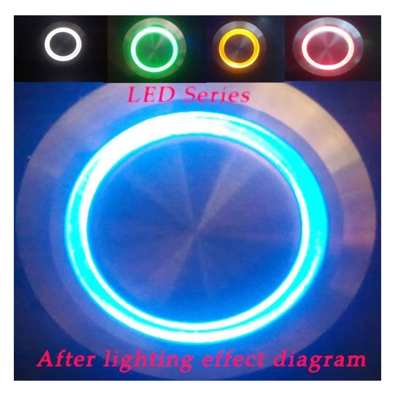 

16 мм фиксирующее светодиодное кольцо с подсветкой, металлический кнопочный переключатель 1NO1NC, высокий круглый