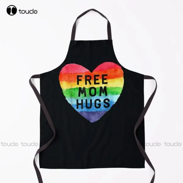 

Free Mom Hugs Rainbow Pride Lgbt Apron Custom Apron For Women Men Unisex Adult Garden Kitchen Household Cleaning Custom Apron
