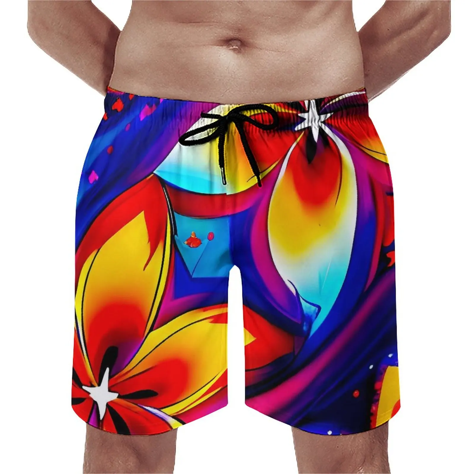

Floral Hawaiian Board Shorts Flower Power Style Casual Beach Shorts Men Design Running Surf Quick Drying Swimming Trunks Gift