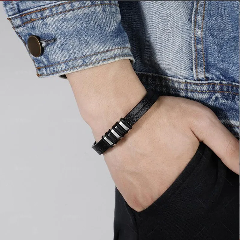 Модные браслеты из натуральной кожи мужские нержавеющей стали и женские