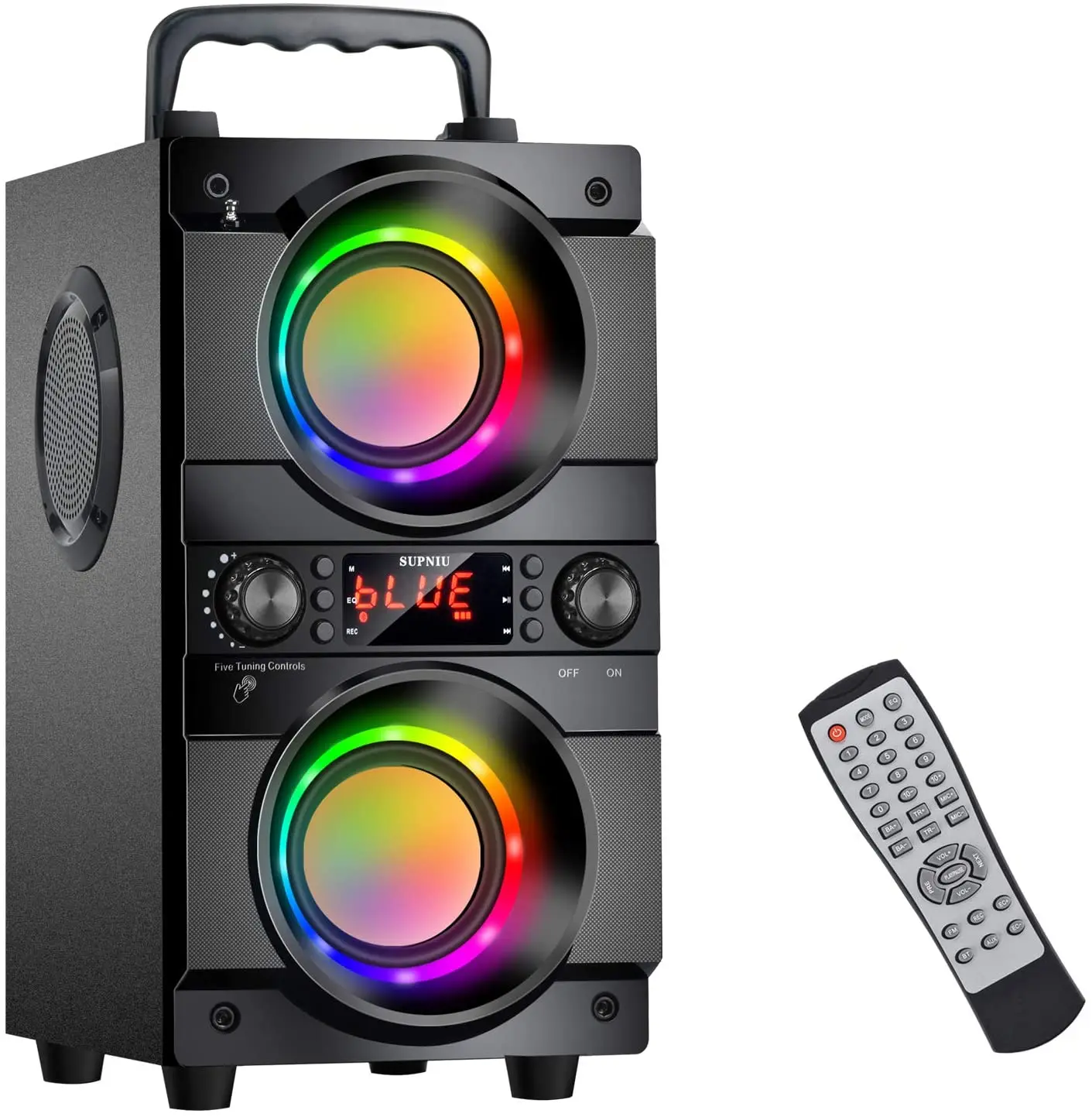 

60W (80W Peak) Portable Bluetooth Speaker with Double Subwoofer Heavy Bass, Bluetooth 5.0 Wireless Metal wall plate