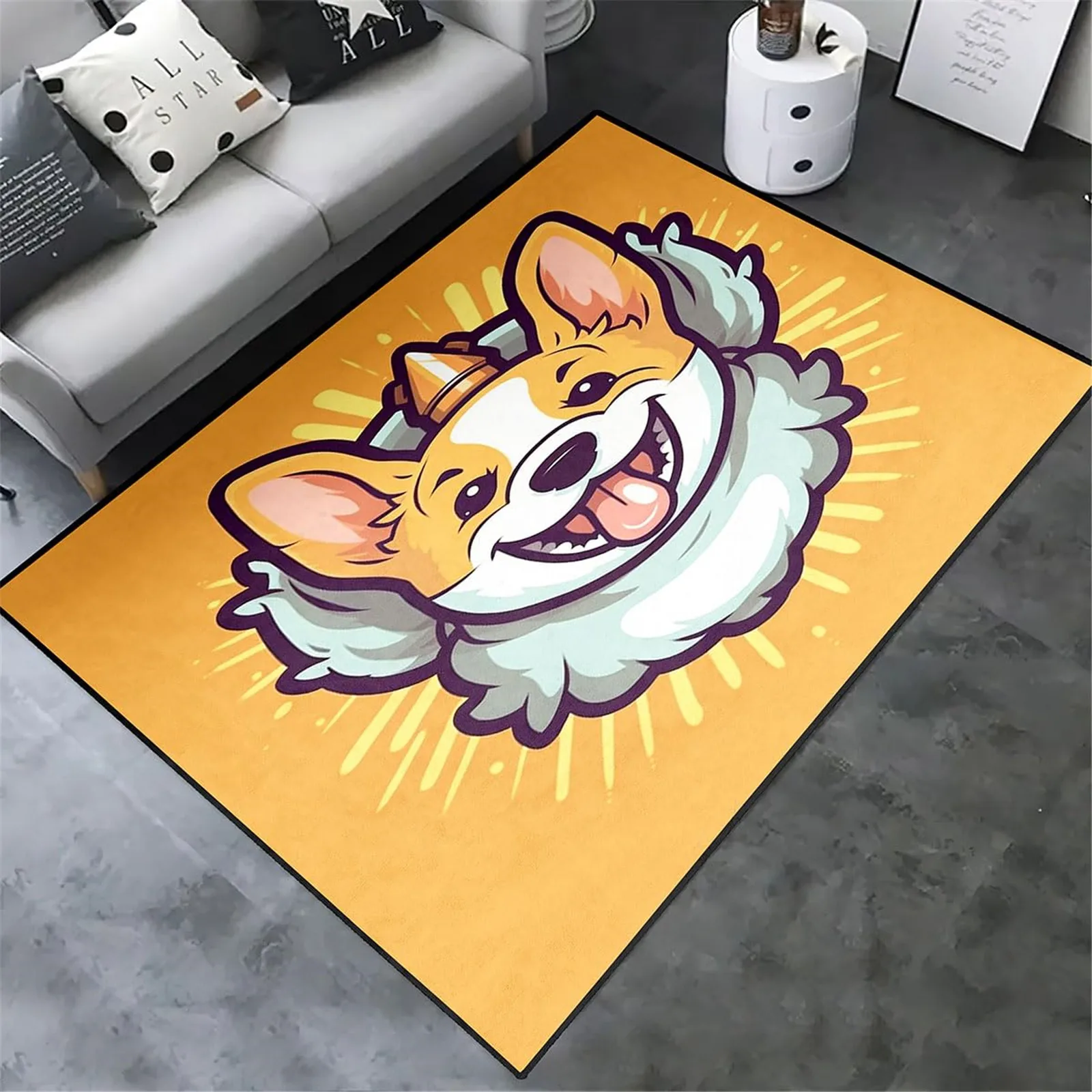 

HX Funny Corgi Carpets Flannel Material 3D Printed Area Rugs Indoor Floor Mats Doormats for Bedroom Living Room Dropshipping
