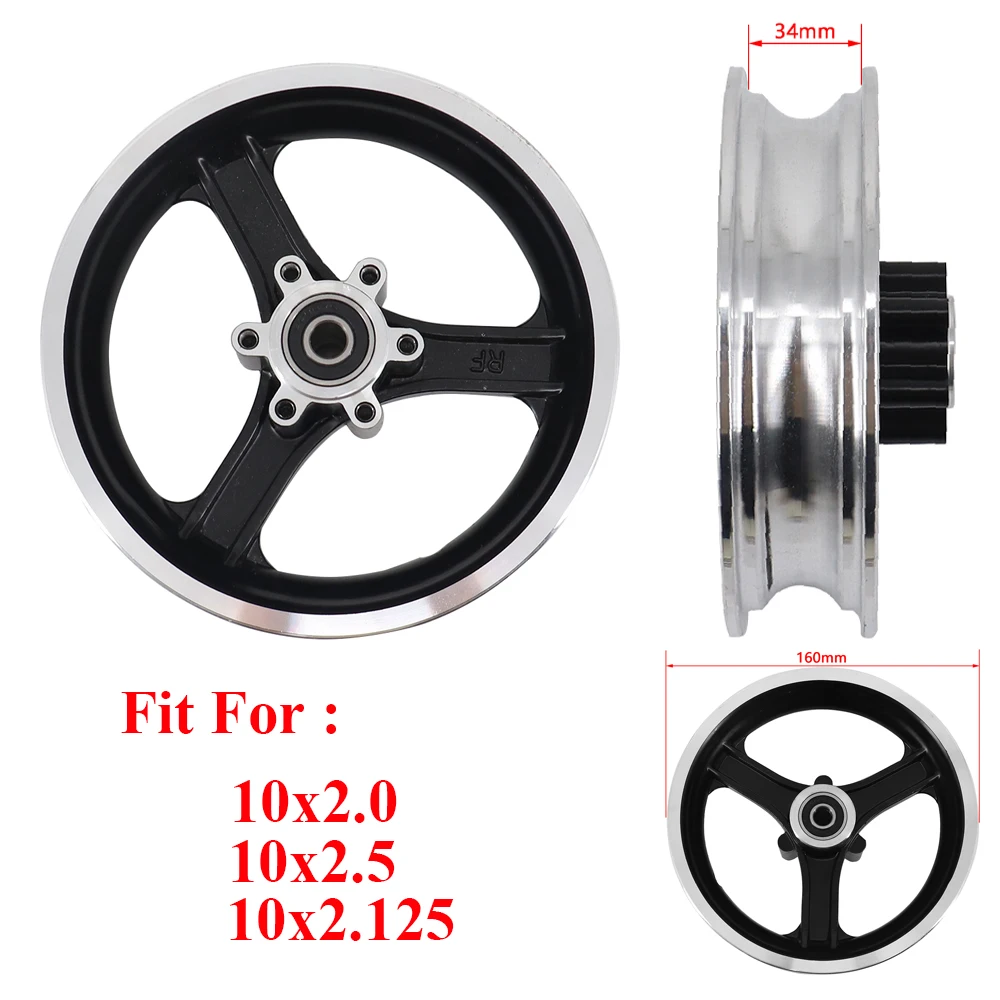 10 Inch Aluminum Alloy Rims With Disc Brake Fit For Electric Scooter 10x2.0 10x2.5 10x2.125 Tire Wheels Modification Accessories