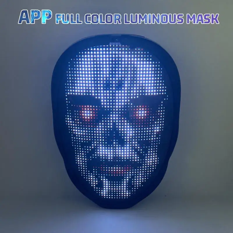 

Luminous Mask Bluetooth APP Full Color LED Face Changing Luminous Pattern Halloween Ball Bar Nightclub Atmosphere Party Toy Gift