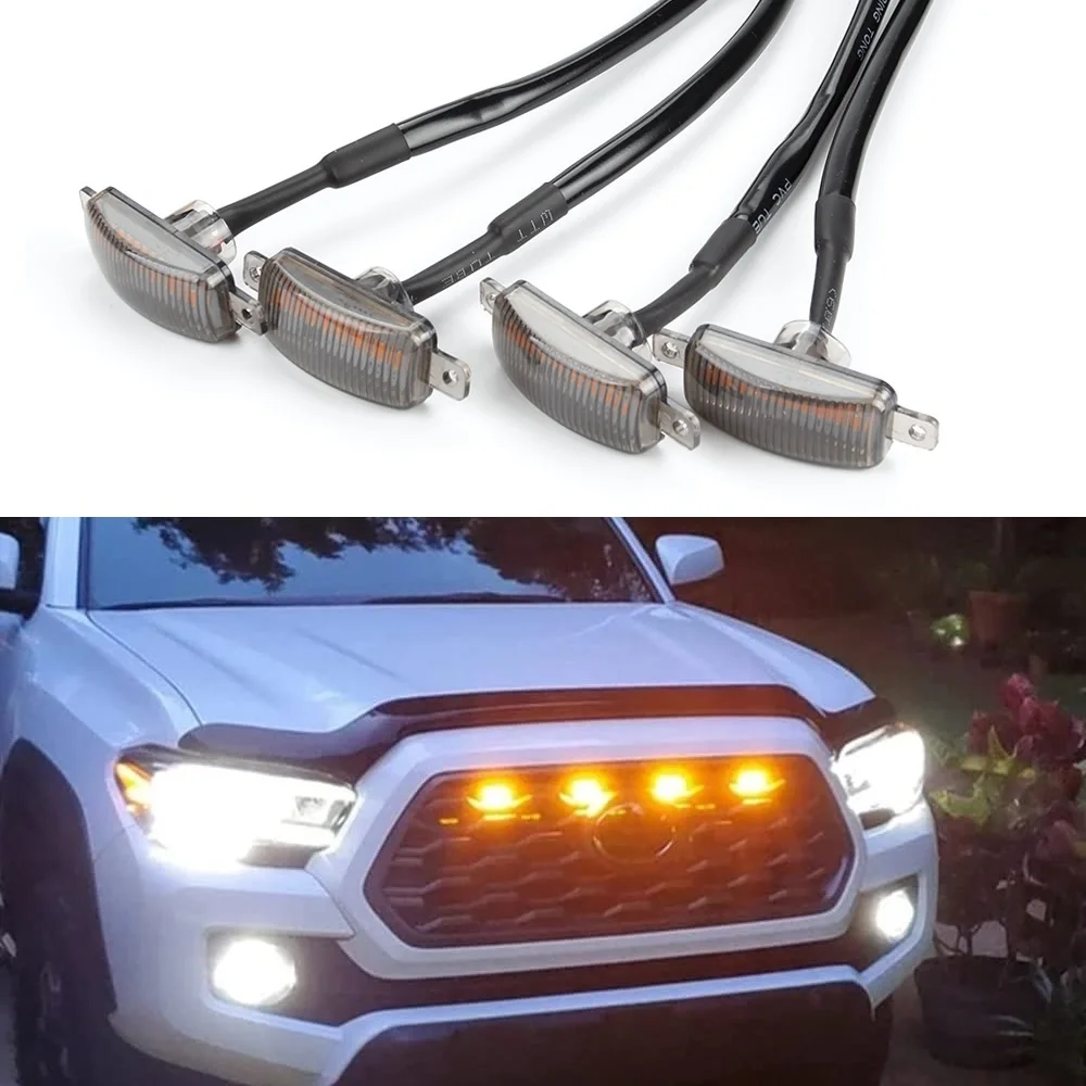 

Universal Car Front Grille Lighting 12V Compatible With Car Auto Pickups Trucks SUV Trailer Waterproof Grille Marker Light Amber