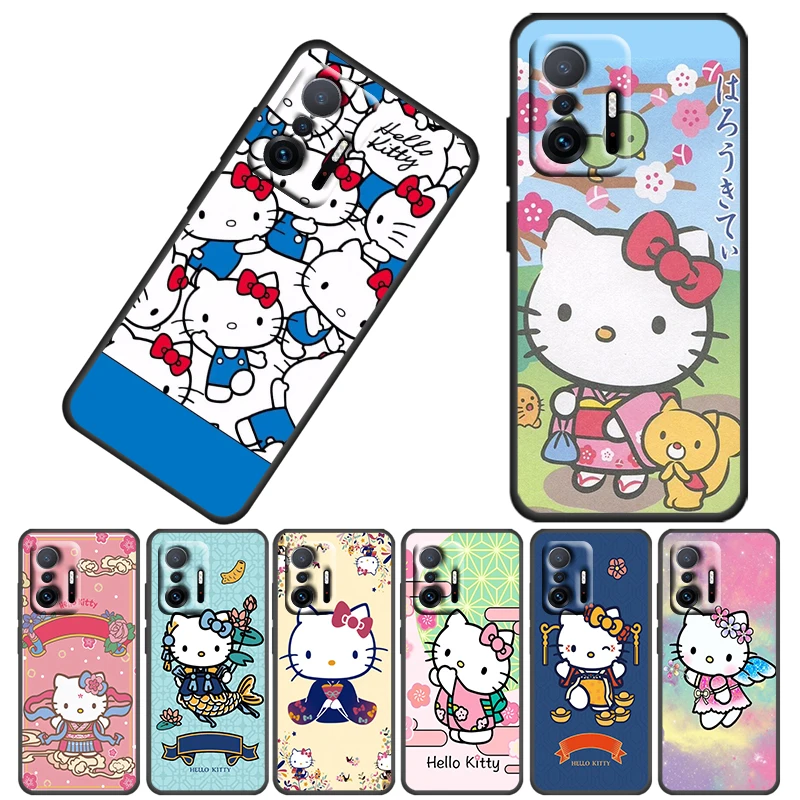 

Anime HelloKitty Cute Girls For Xiaomi 12 12X 11 11T 10T Mi 9T 5G Ultra Pro Lite TPU Soft Silicone Black Phone Case Fundas Coque