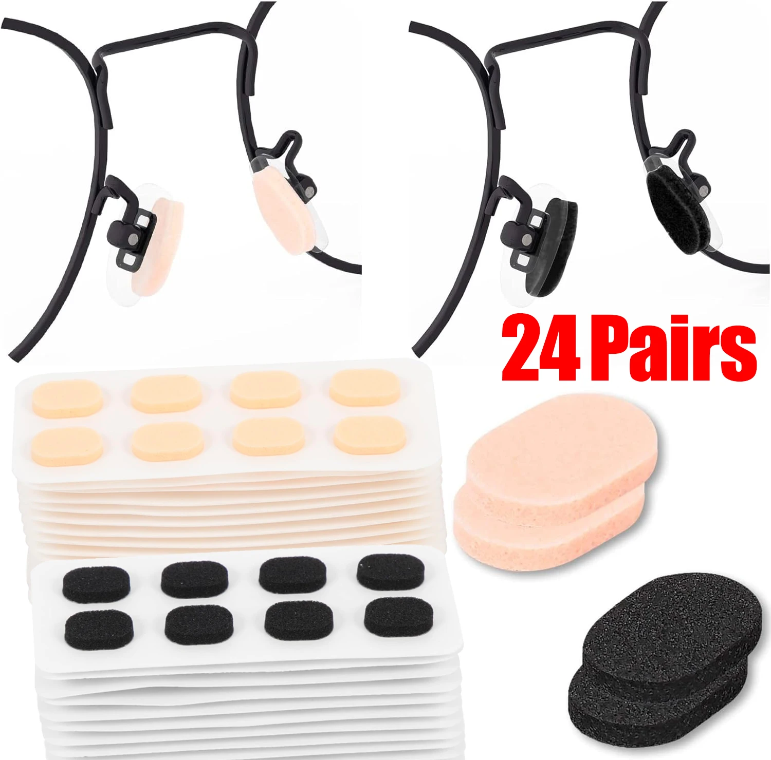 

Мягкие противоскользящие носоупоры для очков, 24 шт., пенопластовые клейкие губчатые носоупоры с поглощением пота, наклейки для очков, аксессуары для очков