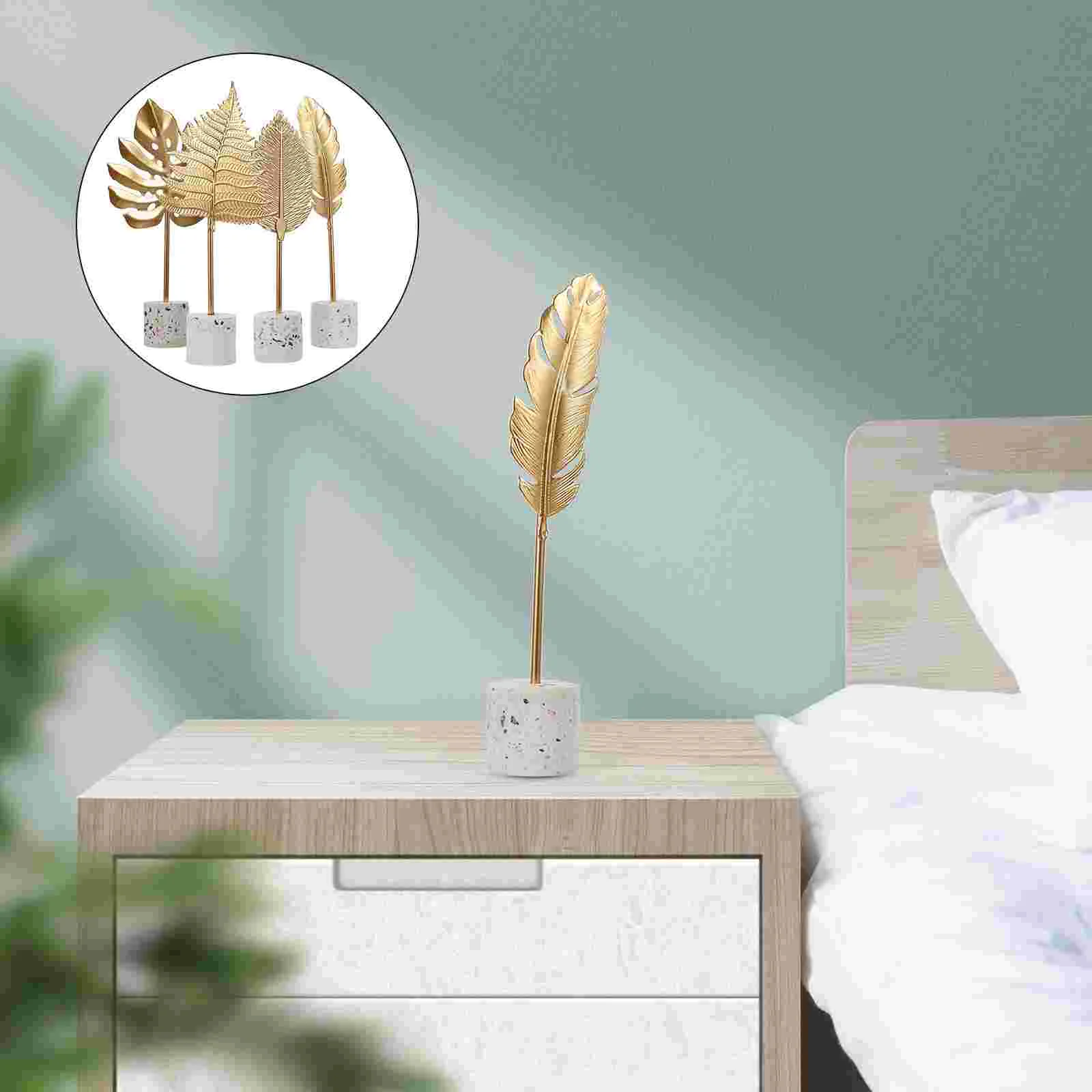 

Leaf Palm Leaves Party Tropical Jungle Sculpture Faux Table Decorations Figurine Monstera Hawaii Pick Supplies Desktopbranch