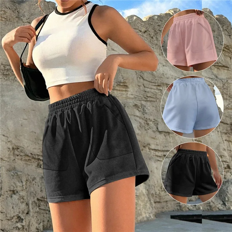 

Women Home Shorts Summer New White Black Solid Color Pajama Pants Female Casual Comfortable Cotton Elastic Eaist Sports Shorts