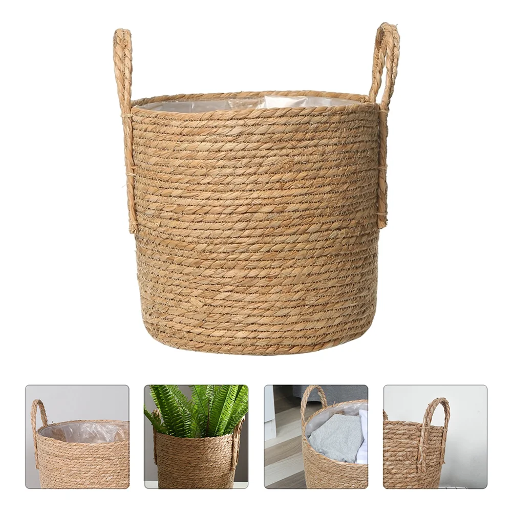 

Basket Wovenplanter Flower Seagrass Pot Rattan Wicker Storage Straw Vase Baskets Indoor Flowerpot Potsfor Laundry Planters Can