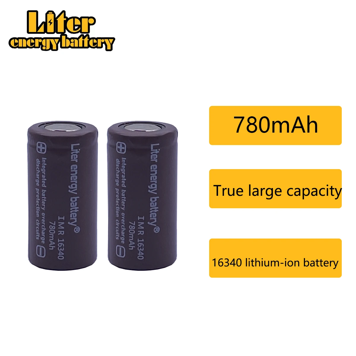 Liter energy battery RCR 123 16340 780mAh 3.7V Li-ion Rechargeable Battery Lithium Batteries with Retail Package