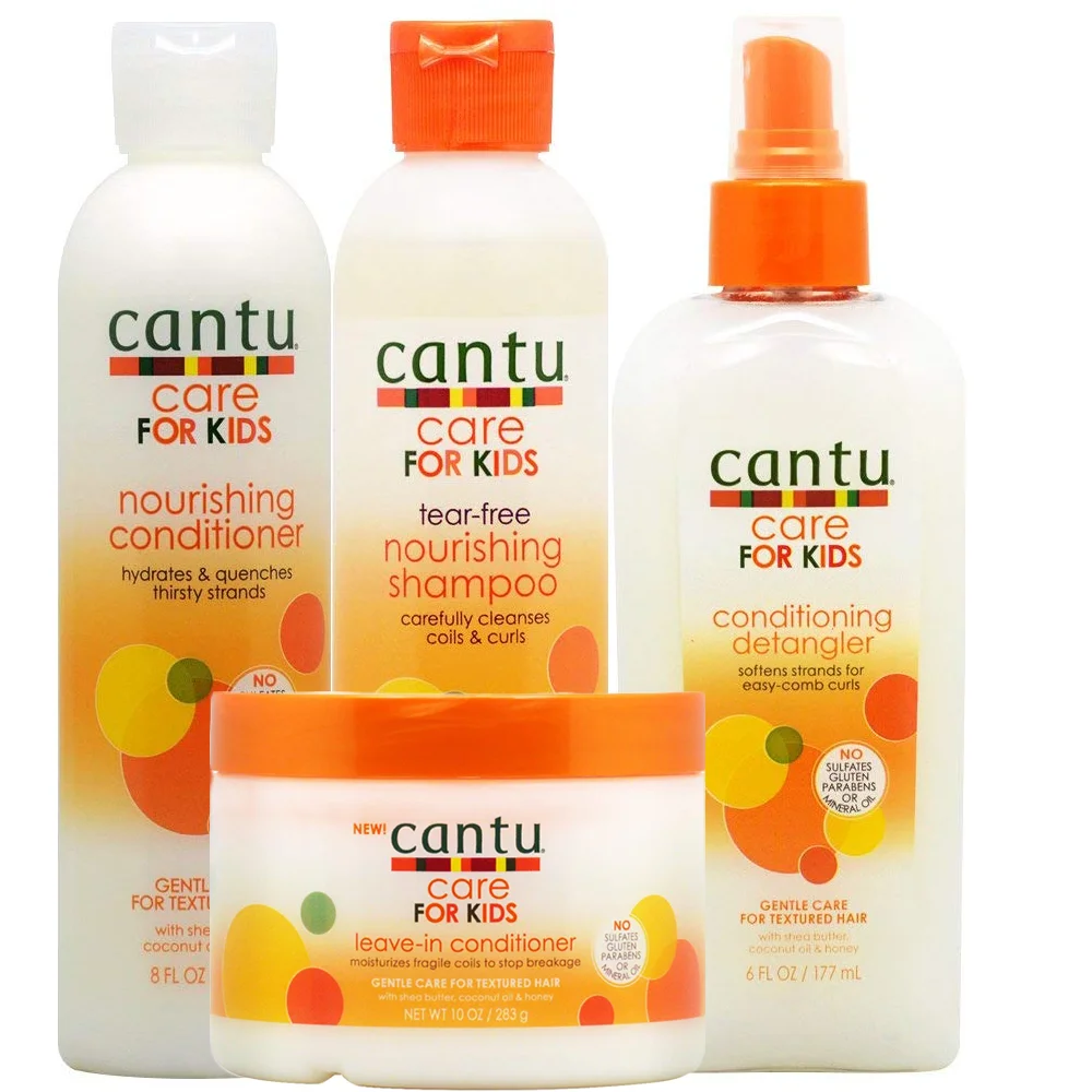 

4PCS/Lot Cantu Care for Kids Nourishing Shampoo+Conditioner+Leave-in Conditioner+Detangler Set Nourish Fragile Coils Curls