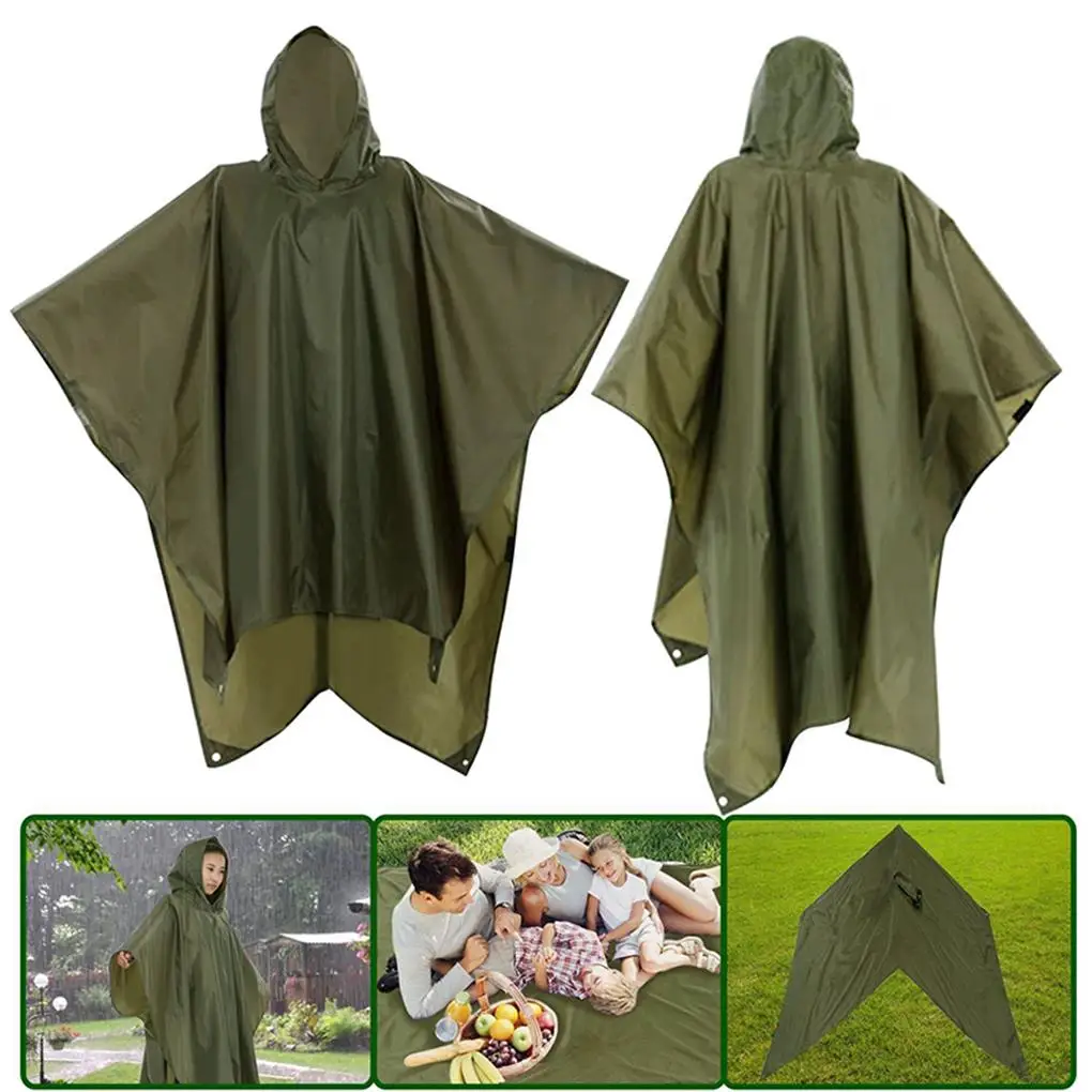 

Portable Multifunctional 3 In 1 Rain Coat Hiking Camping Raincoat Poncho Mat Awning Durable Outdoor Activity Rain Gear Supplie