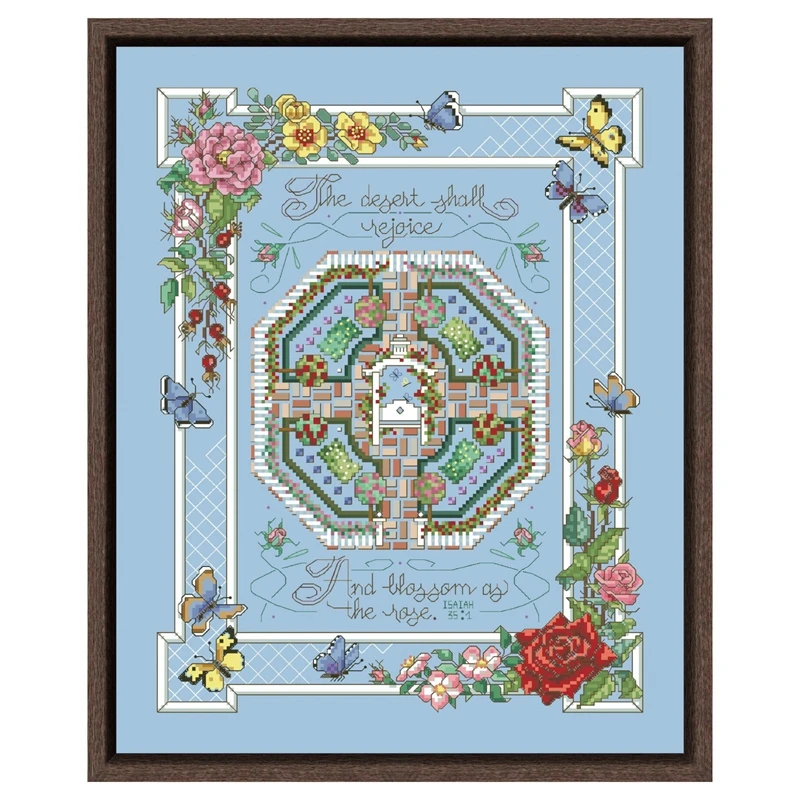 

Набор для вышивки крестиком Rose garden, хлопковая шелковая нить с цветочным дизайном, 18 карат, 14 карат, 11 карат, небесно-голубая вышивка на холсте...