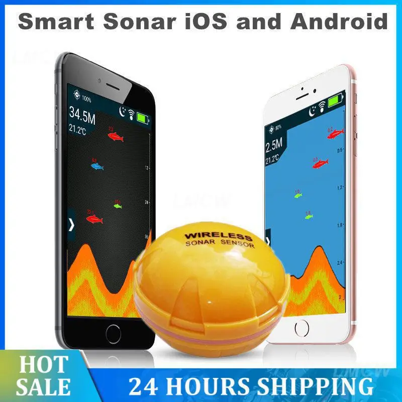 

Портативный рыболокатор, рыболокатор, Аккумуляторный беспроводной гидролокатор для рыбалки, глубина воды до 45 м, эхолот, рыболокатор