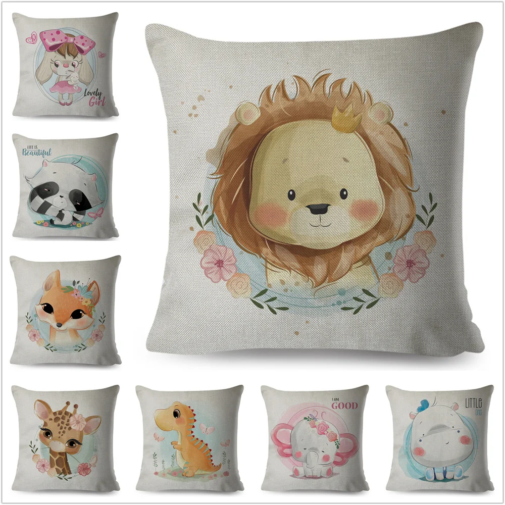 

Nordic Cushion Cover Decor Animal Cute Cartoon Dinosaur Unicorn Rabbit Pillowcase for Kids Room Sofa Home Pillow Case 45x45cm