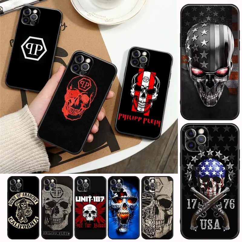 

Phone Case for iPhone 11 12 13 Pro Max 7 8 SE XR XS Max 5 5s 6 6s Plus Soft Silicone Case Cover Man Horror skull qp Philipp