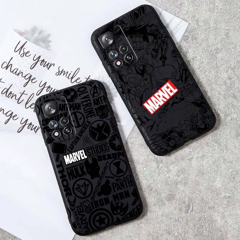 

Marvel Iron Man Avengers Art Phone Case For Xiaomi Redmi Note 12 11E 11S 11 11T 10 10S 9 9T 9S 8 Pro Plus 5G 7 Black Cover