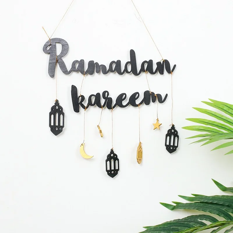 Gold Black Ramadan Star and Moon Decoration on The Background Wall of The Living Room Eid Al Fitr Ramadan Kareem Decorations