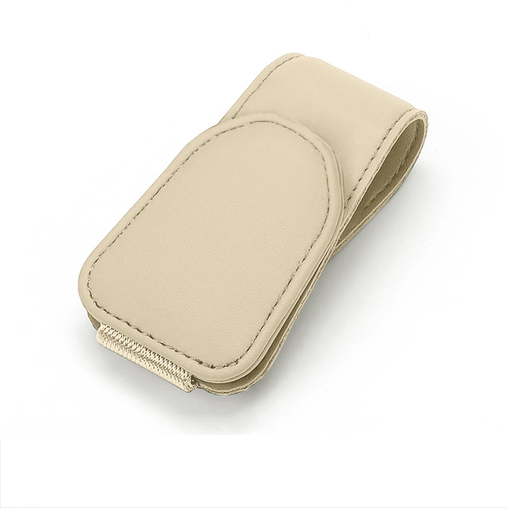 

1 шт., кожаный автомобильный козырек для солнцезащитных очков, держатель для очков, кронштейн, магнитная портативная вешалка для очков, зажим для хранения билетов и карт