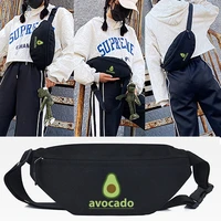 fashion half avocado printing waist bag casual zipper unisex chest pack small card holder phone packs crossbody shoulder handbag