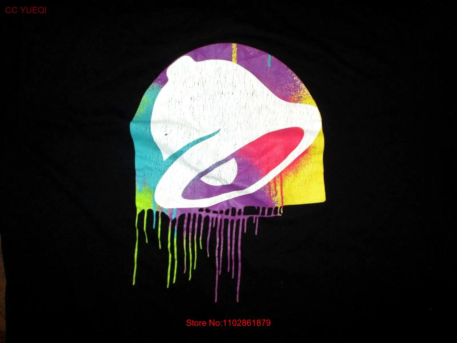 ФУТБОЛКА TACO BELL крапельная краска 3-кнопочный воротник с логотипом униформа