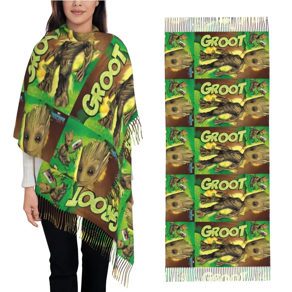 Шарф Marvel Guardians Of The Galaxy теплые шали и накидка с длинной кисточкой женские забавные