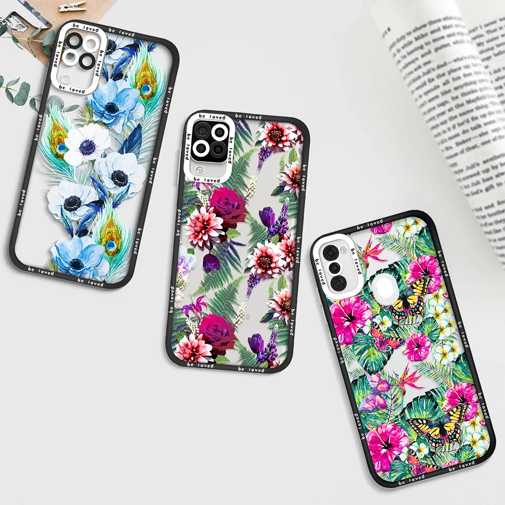 

Flower Transparent Phone Case for Samsung A72 S22 Plus S22Ultra A11 A12 A71 A21S A32 4G A52 A52S A53 5G Shockproof Back Cover