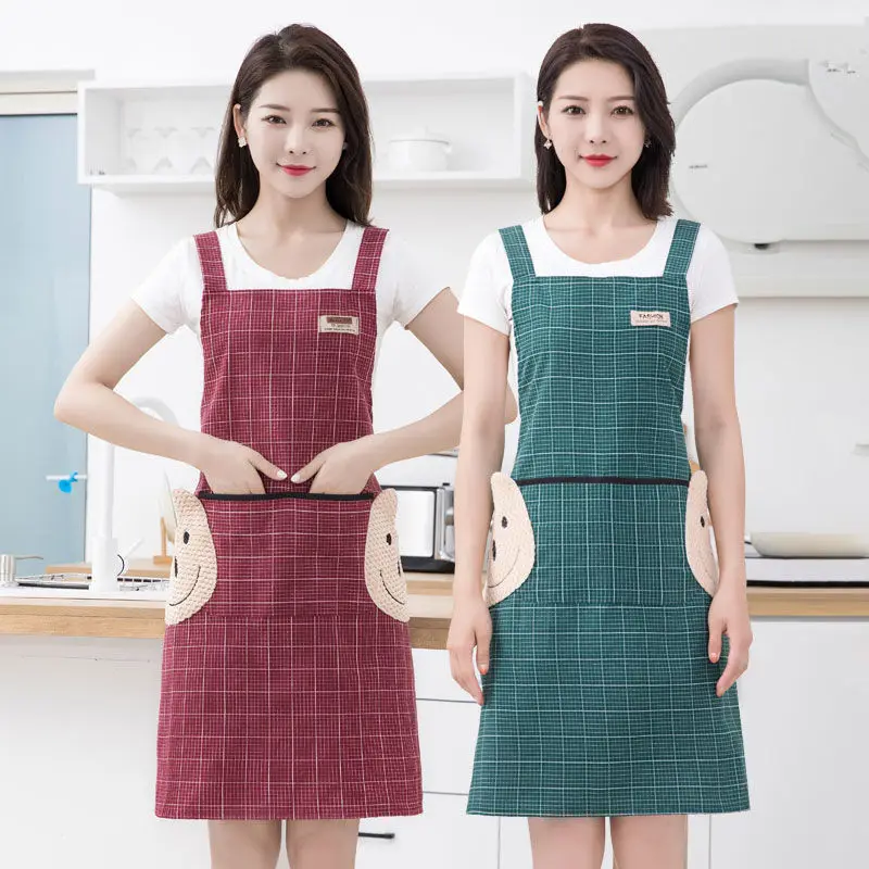 

Maid apron haircut overalls high-grade cotton household apron cooking breathable straps fashion bib cotton antifouling overalls