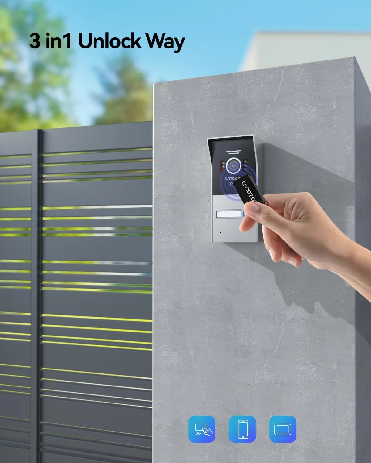 Фото TMEZON 1080P Одиночный семейный Wi-Fi видеодверной звонок, 7-дюймовый монитор с сенсорным экраном и наружным видеодомофоном, проводная камера ночного видения, AP №3
