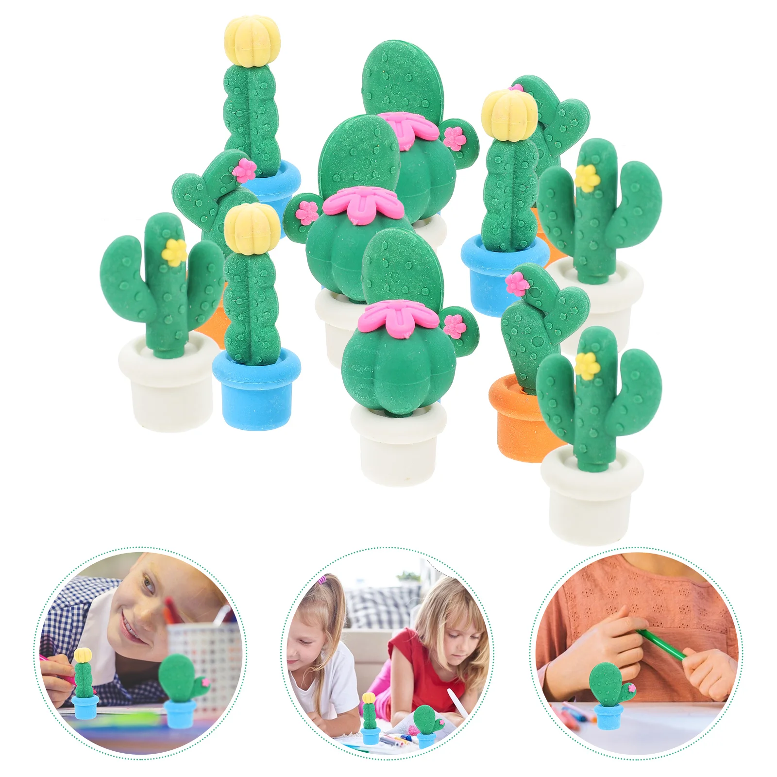 

15 Pcs Eraser Set Succulent Planter Cartoon Novelty Adorable Erasers Animal Cactus Creative Eco-friendly Rubber hair girl child