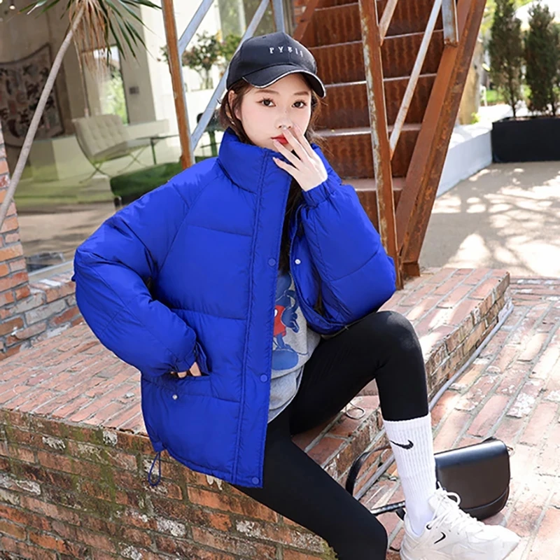 Winter Jacket Stand Collar Parkas For Women 2022 Casual Warm Thicken Basic Coat Cotton Padded  Parka Ladies Chic Outwear