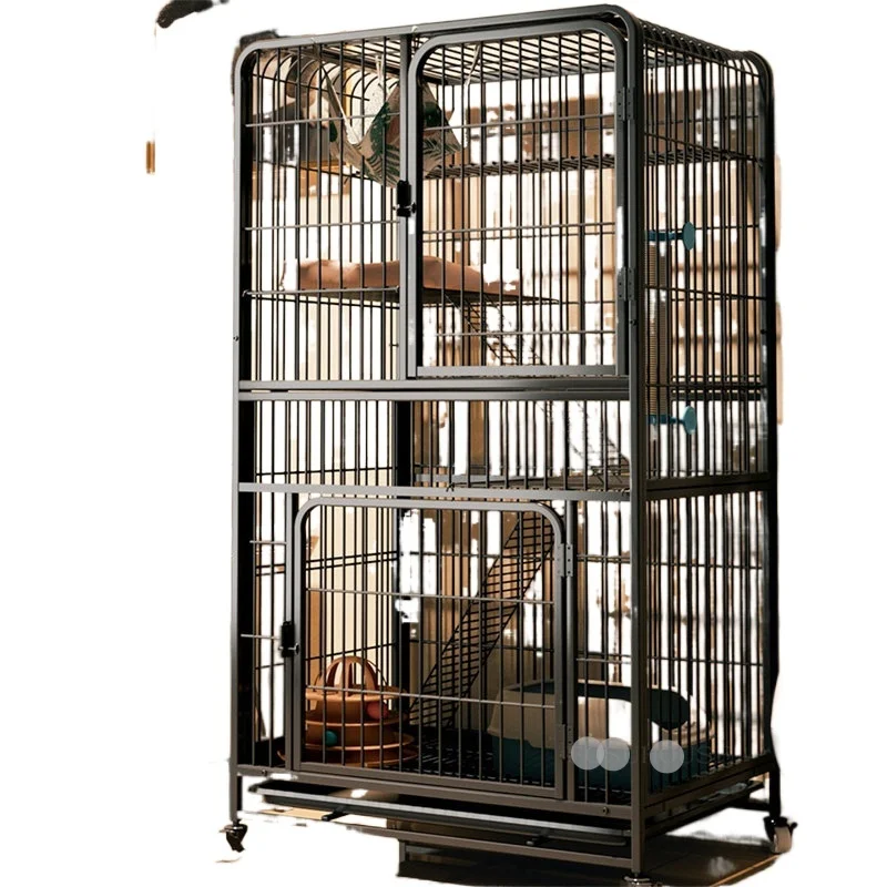 

Modern Wrought Iron Cat House Indoor Household Large Capacity Cat Cages Two Layers Luxury Cat Villa Free Space Pet Cat Dog Cage