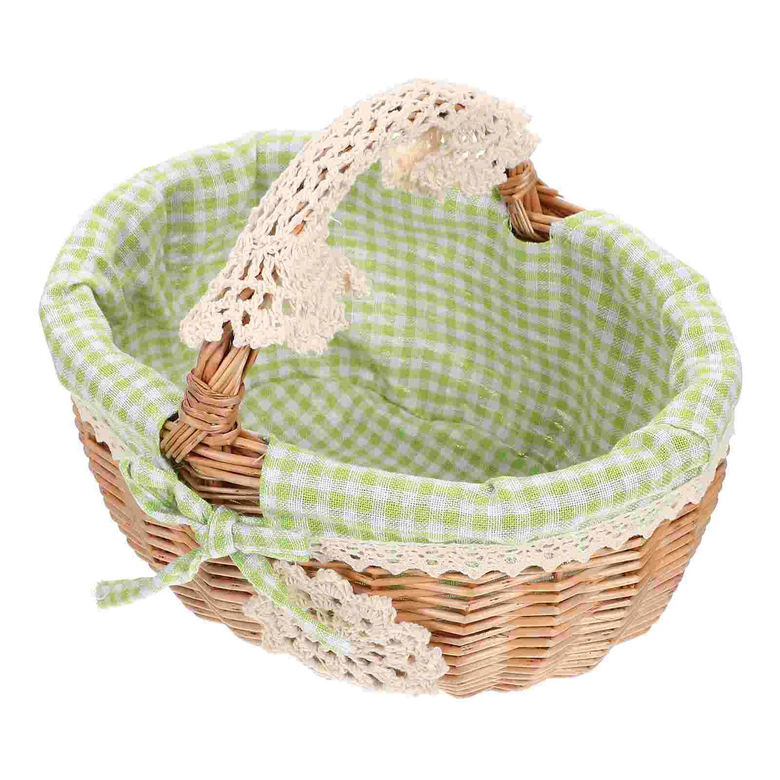 

Basket Flower Woven Fruit Girlstraw Rattan Vase Willow Ceremony Picking Wicker Egg Container Picnic Snack