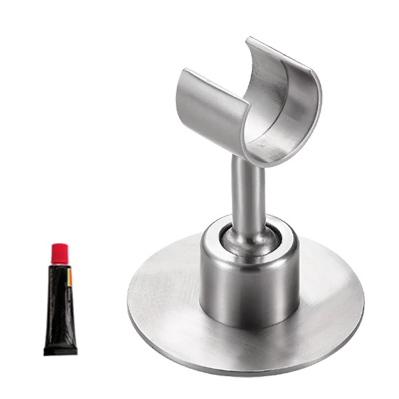 

Shower Head Holder Bathroom Durable Heavy Duty 360 Degree Rotation Silver Stainless Steel Easy Install Drill Free Adhesive