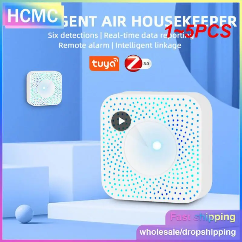 

1~5PCS Tuya Smart Zigbee Smart Air Housekeeper PM2.5 Formaldehyde VOC CO2 Temperature Humidity 6In1 Air Box Sensor Alarm