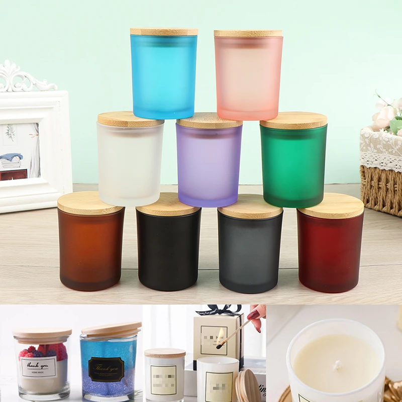 

200ml Candle Holder Glass Containers Candle Cup With Bamboo Lid Scented Candle Jar Home Diy Candle Making Accessories