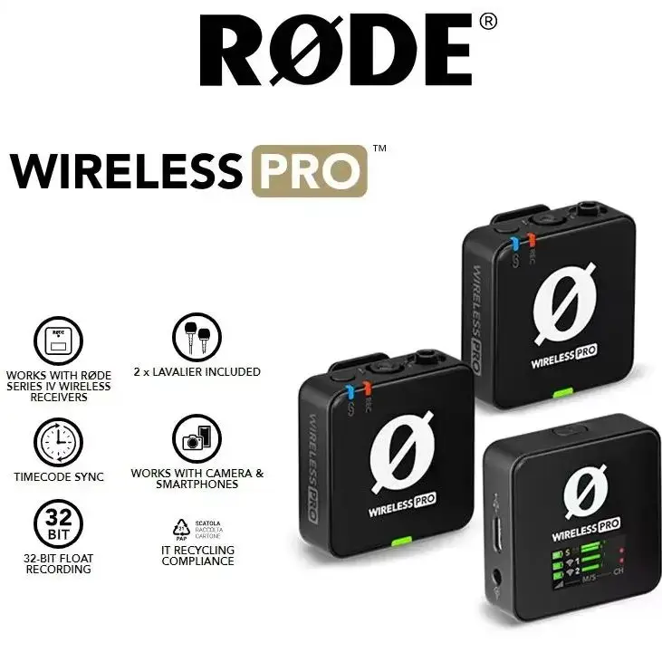 Фото Беспроводная микрофонная система RODE Wireless Pro Premium Компактная беспроводная микрофонная система 32-битная поплавковая система для записи на плате №1