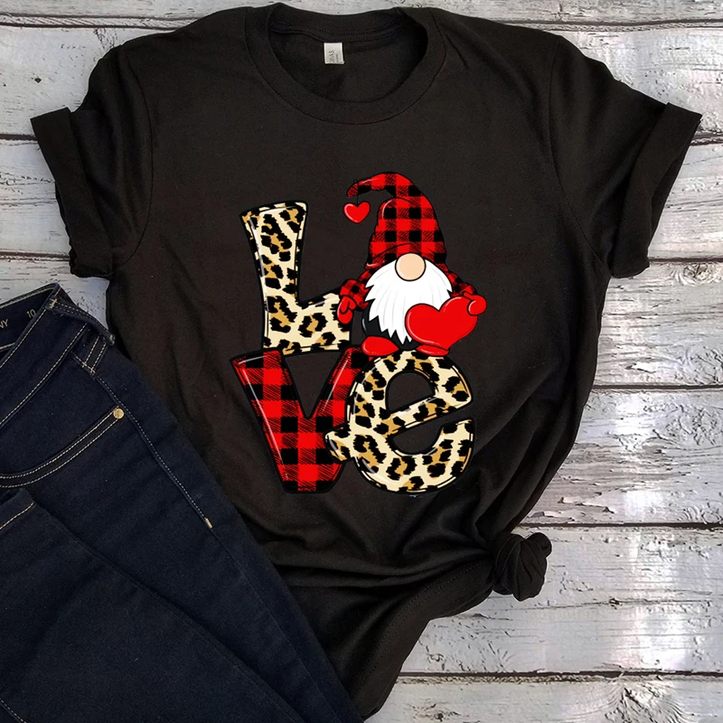 

Valentine Gnome Shirt Love Valentines Day Tshirt Valentine's Couple Tops Gifts for Her Valentine Gift for Women Vintage L
