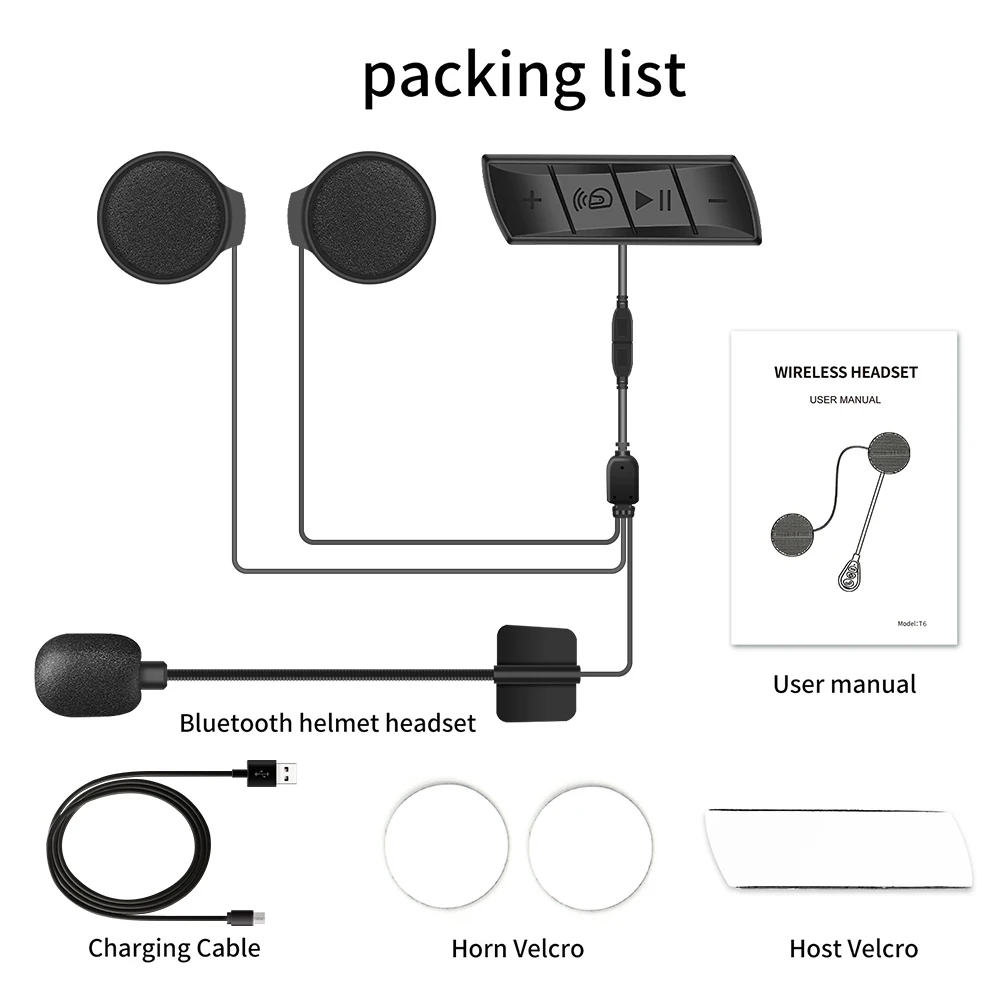 Гарнитура для мотоциклетного шлема стерео с защитой от помех BT 5 0 Беспроводная