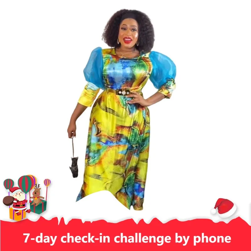 

African Dress For Women Fashion Dashiki Pleated Vestidos 2023 Autumn Summer New Arrival Robe Elegant African Party Maxi Dress