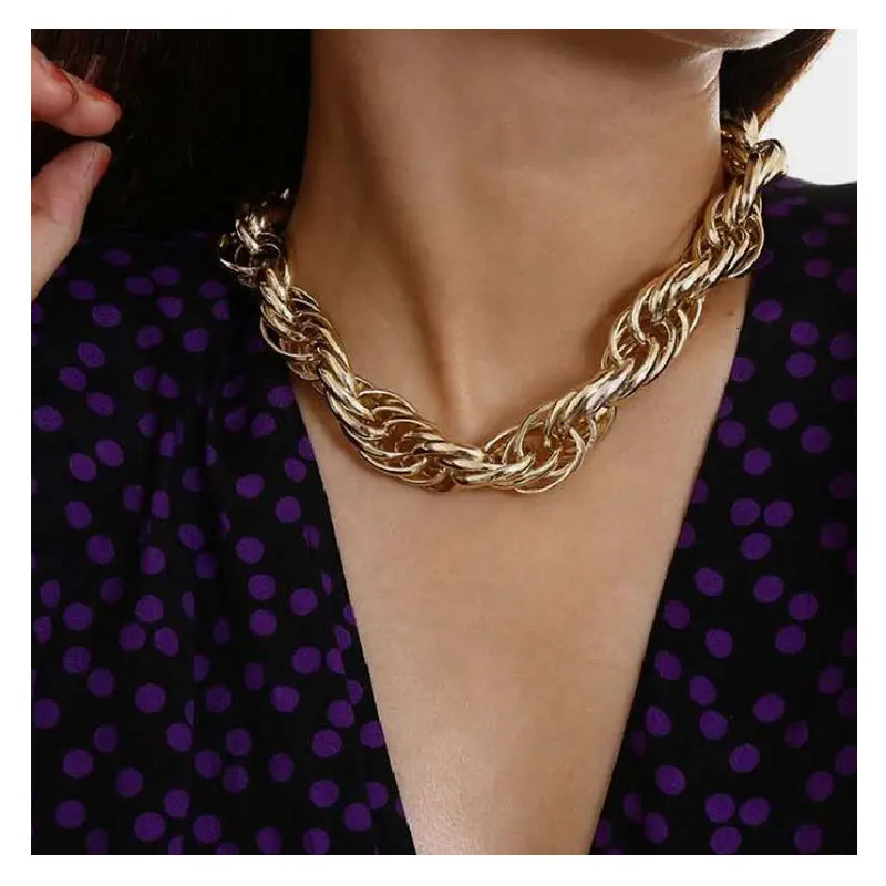 

Vintage Punk Style Thick Chain Choker Necklace for Men Women Fashion Gothic Clavicle Chain Y2K Party Jewelry Hip Hop Accessories