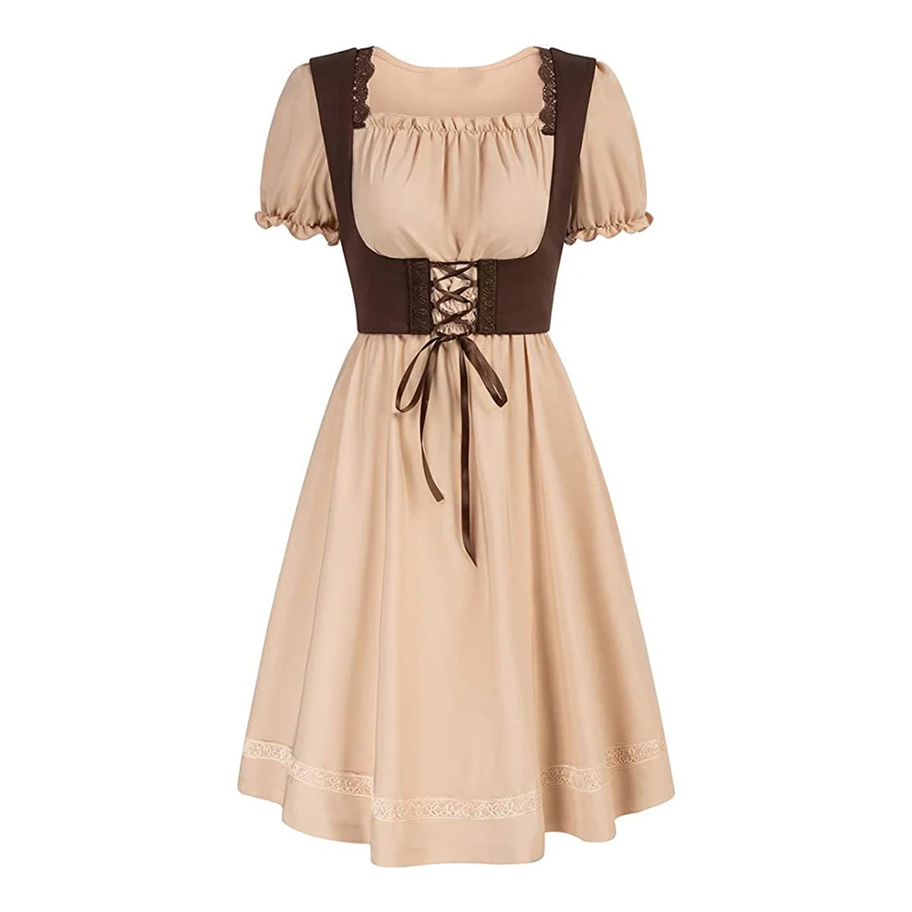 

Женское винтажное платье-корсет, готическое платье в стиле стимпанк с квадратным вырезом и коротким рукавом, Средневековые платья в стиле Виктория, VD3888, на лето