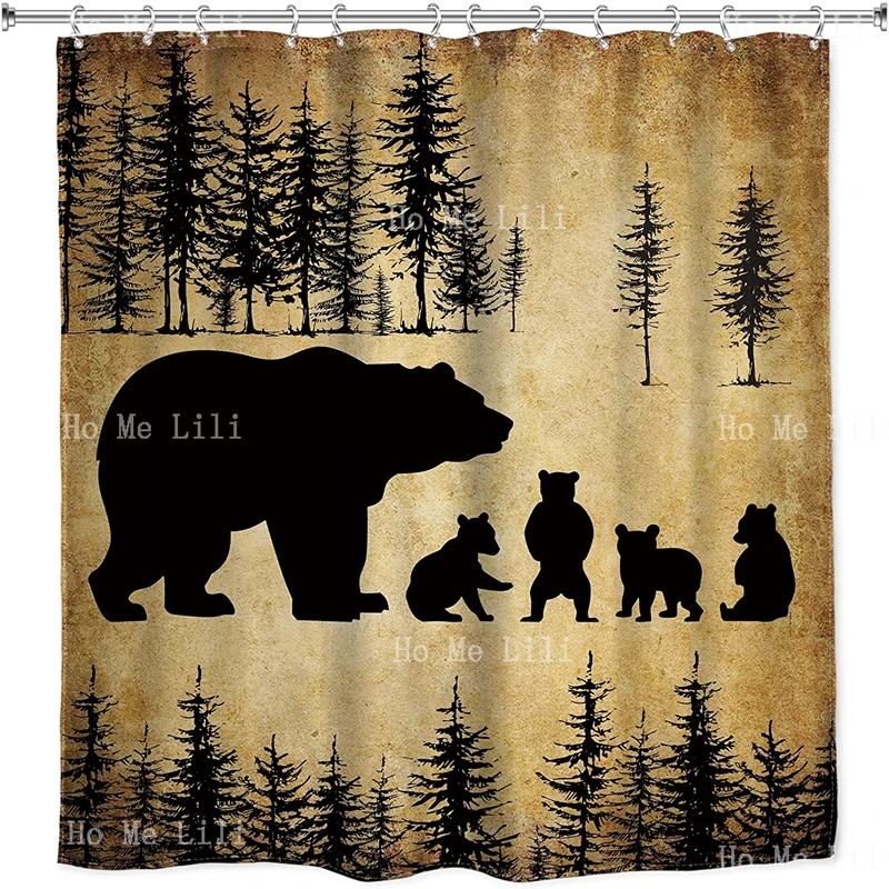 

Funny Bear Moose Lodge Woodland Country Lake Lodge Rustic Cabin Wildlife Farmhouse Forest Animal Shower Curtain