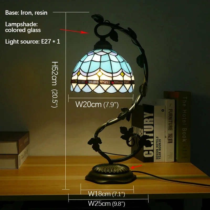 Настольная лампа Тиффани TINNY американская в стиле ретро для гостиной и спальни